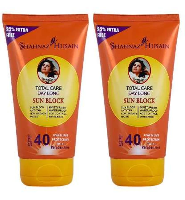 Shahnaz Husain Total Care Day Long Sun Block 80GM + 20GM (SPF-40) (Pack of 2)