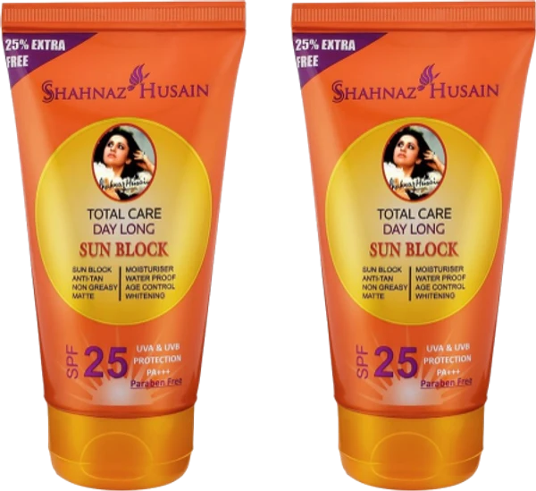 Shahnaz Husain Total Care Day Long Sun Block (SPF-25) (80GM + 20GM) (Pack of 2)