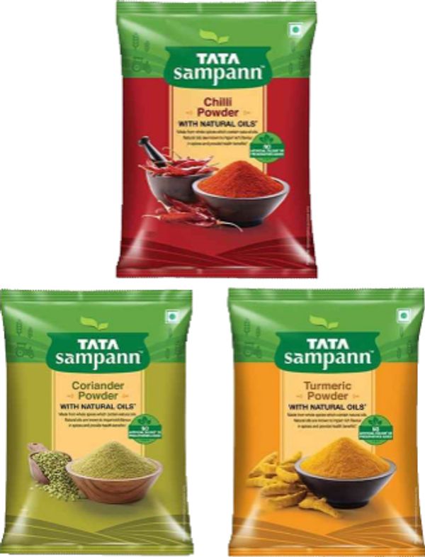 Tata Sampann Chilli Powder With Natural Oils - 25GM and Turmeric Powder With Natural Oils  - 25GM and Coriander Powder With Natural Oils  - 25GM
