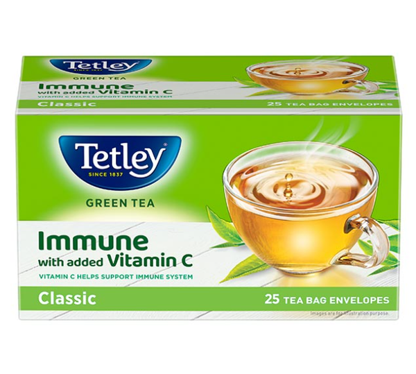Tetley Green Tea Classic - Immune with Added Vitamin C - 25 Tea Bags