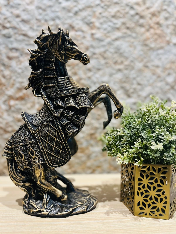 Chetak Horse - 12 inch, Rusty Nail, Polyresin