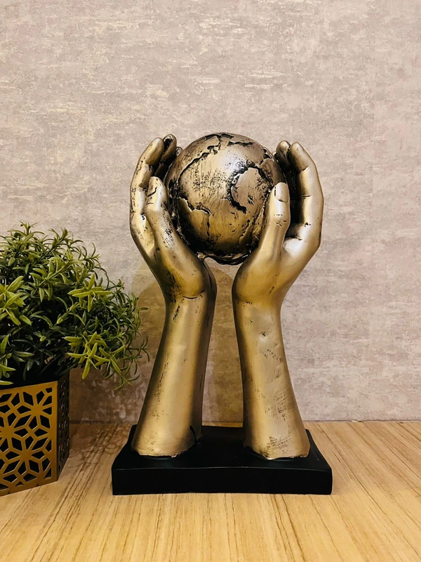 Hand Globe - 12 inch, Star Dust, Polyresin