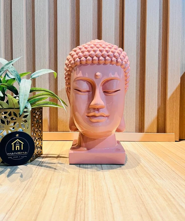 Glossy Buddha Face - 10 Inch, Mandys Pink, Polystone