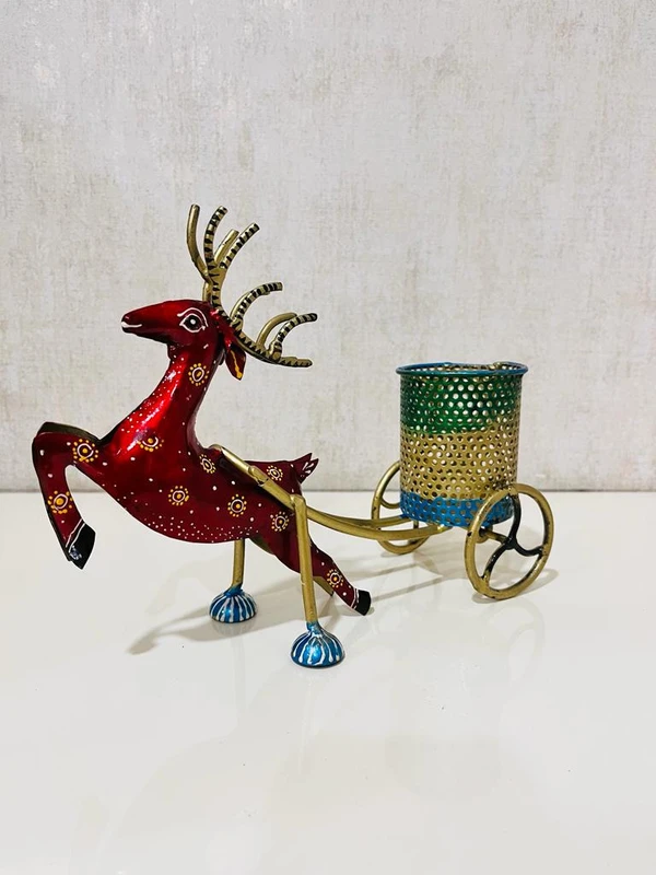 Reindeer Pen Stand - 10 Inch, Milano Red, Metal