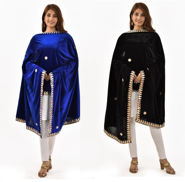 PK HUB Women's Velvet Gota Patti Dupatta (2Pc Dupatta Only, 30 Inches x 2.25 MTRS) PACK OF 2 - FREE SIZE, Multicolor