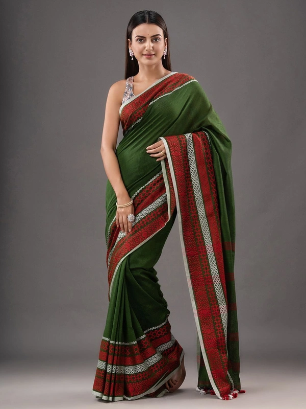 Handloom Woven Border Begampuri Work Saree