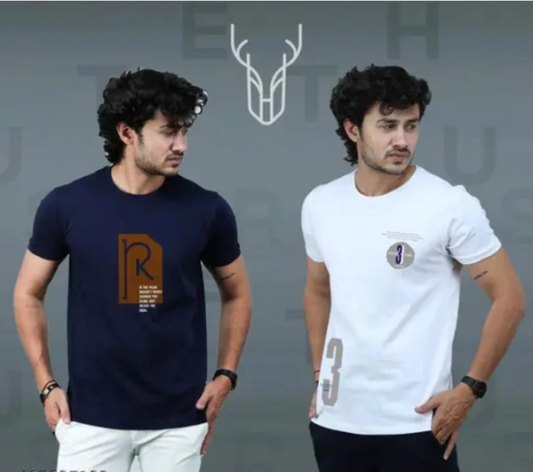 Rasim Lifestyle Printed Mens Tshirt (Pack of 2) | Tshirt For Mens - M