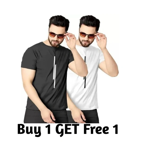 HALF SLEEVE PRINTED T-SHIRT FOR MEN  Buy 1 GET Free 1  - L