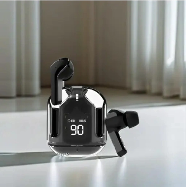 TWS Ultrapods TWS Earbud, Bluetooth Headset with Display, Transparent Design, 30 Hrs Playtime with Fast Charging, Bluetooth 5.3 + ENC, 13mm HD BASS Drivers, IPX7 Sweat-Proof, Built-in Mic (BLACK) - Free Size, Black