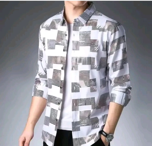 Laycra Printed Men Shirt - M