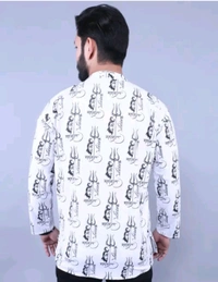 Mahadev print short kurta for men full sleeves kurta Trishul Mahakal design with fine stitching and 100% fine quality cotton fabric  - XL