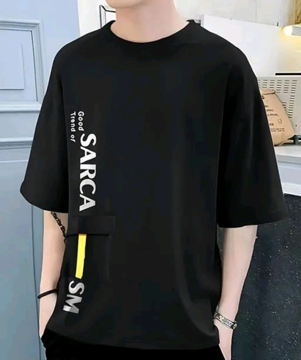 Stylish Men'S Printed Oversized T-Shirt... - Black, S