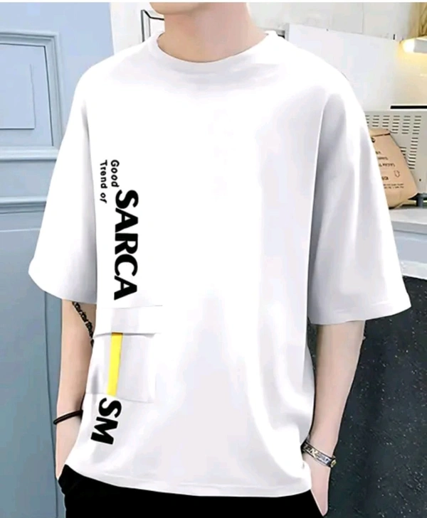 Stylish Men'S Printed Oversized T-Shirt... - White, S