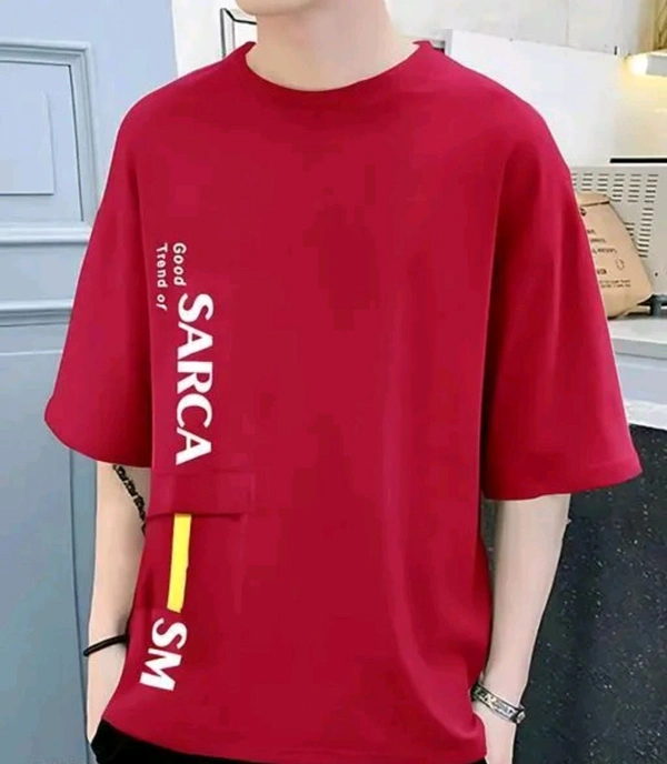 Stylish Men'S Printed Oversized T-Shirt... - Red, L