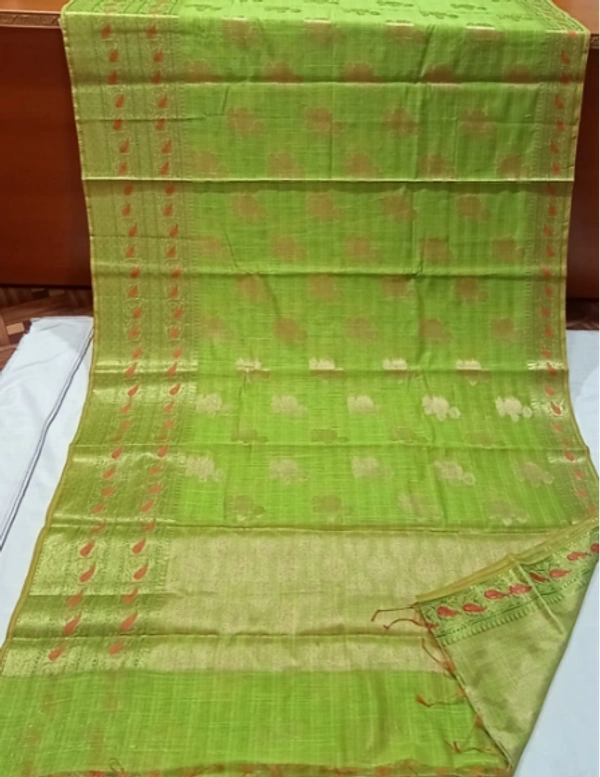 LINEN SILK GOLD BORDER
