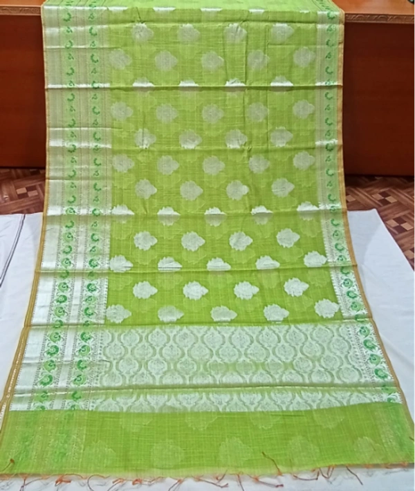 LINEN SILK SILVER BORDER