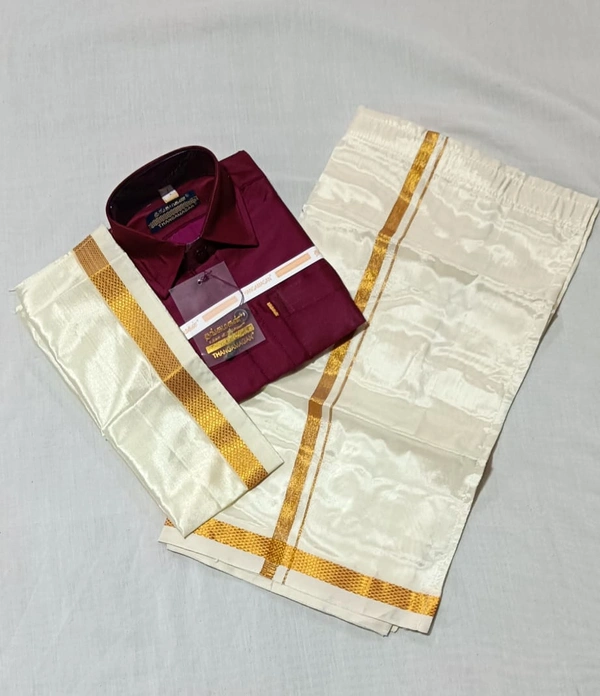 Kids Veshti & Shirt Combo - Purple
