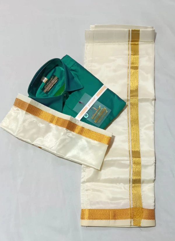 Kids Veshti & Shirt Combo - Teal