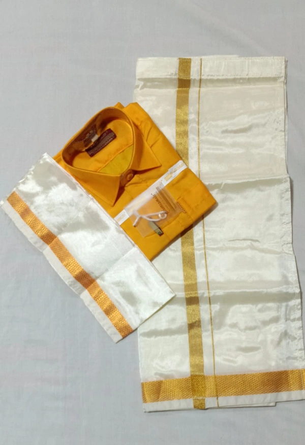 Kids Veshti & Shirt Combo - Web Orange