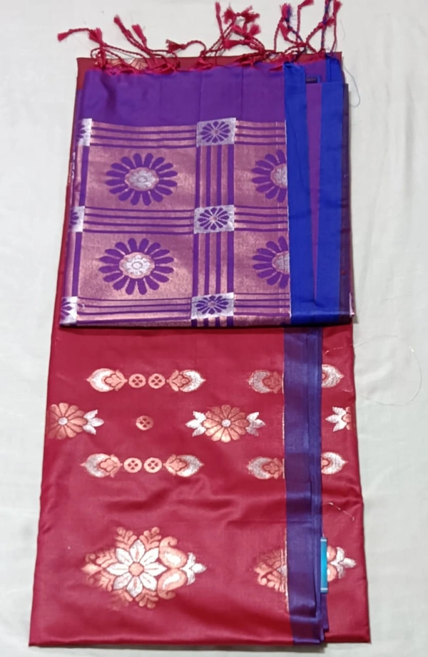 Soft Silk Cop Silver Meena - Maroon Flush