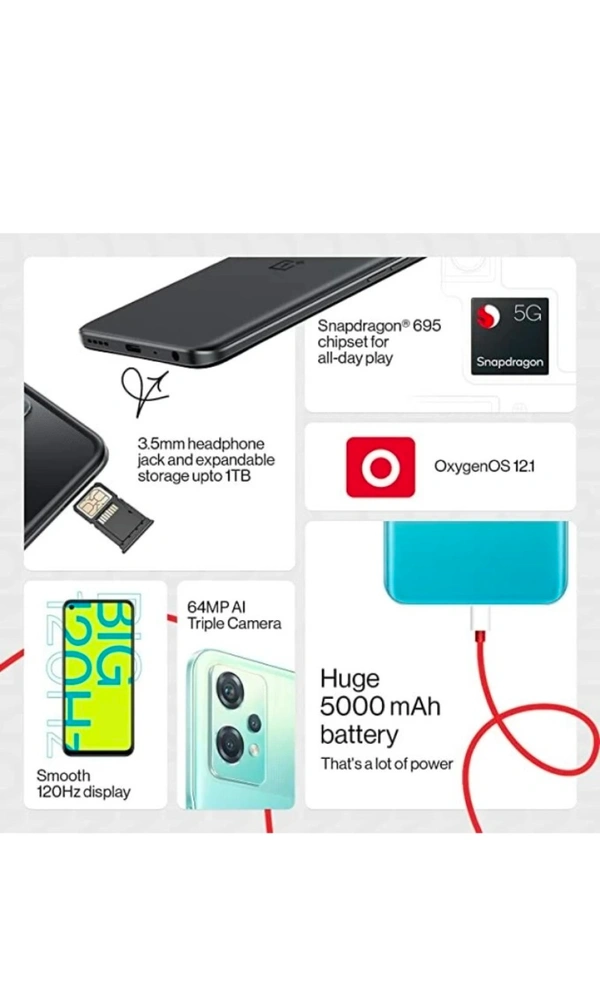 ONEPLUS NORD CE 2 LITE 5G 6GB RAM/128GB STORAGE ( BLUE TIDE )