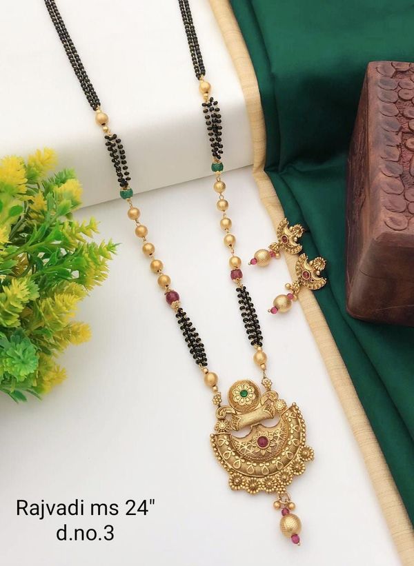 Gold Plated Traditional Designer Rajwadi Mangalsutra for Womens Jewellery  - Gold