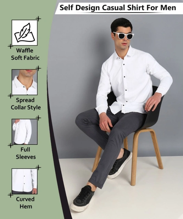MEN'S PRIMIUM LOOKING FULL SLEEVE WAFFLE FABRIC SHIRT* - XXL