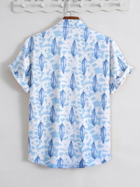 NEW MEN'S EXCLUSIVE POPCORN FABRIC PRINT HALF SLEEVE SHIRT  - M