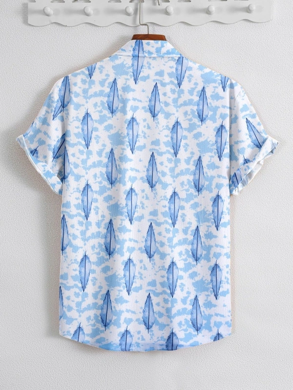 NEW MEN'S EXCLUSIVE POPCORN FABRIC PRINT HALF SLEEVE SHIRT  - M