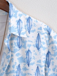 NEW MEN'S EXCLUSIVE POPCORN FABRIC PRINT HALF SLEEVE SHIRT  - M