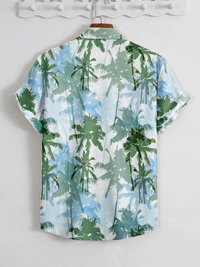 NEW MEN'S EXCLUSIVE POPCORN FABRIC PRINT HALF SLEEVE SHIRT  - XL
