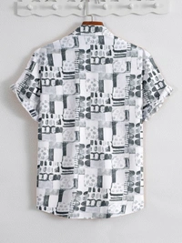NEW MEN'S EXCLUSIVE POPCORN FABRIC PRINT HALF SLEEVE SHIRT  - XXL