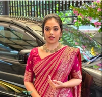 Presenting Enchanting Yet Breathable Organic Banarasi Sarees For Intimate And Big Fat Indian Weddings, That Are Light On Your Skin And Uplift Your Wedding Shenanigans.*🔥 - One Size