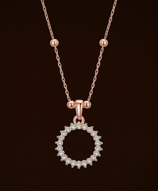 Rose Gold Diamond Circle Necklace - 18"