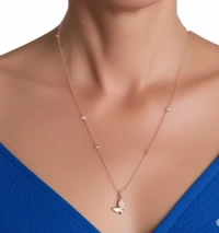 Rose Gold Butterfly Diamond Necklace - 18"