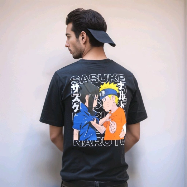 Sasuke Naturo Boys And Girls T-Shirt Pure Cotton  - L, Black