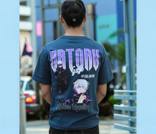 Storu Printed Men Round Neck Pure Cotton T Shirt  - L