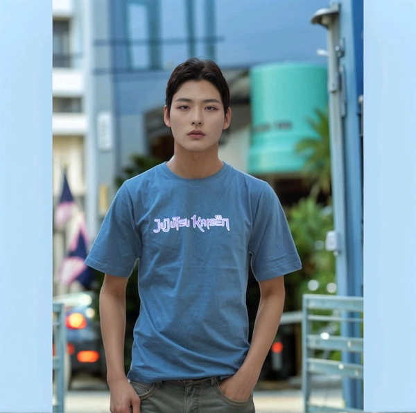 Storu Printed Men Round Neck Pure Cotton T Shirt  - L