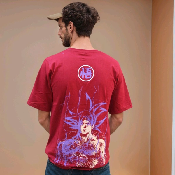 Printed Toyograpic Men Pure Cotton Red T-Shirt  - XL