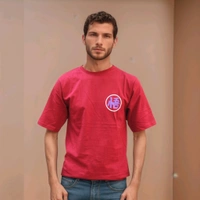 Printed Toyograpic Men Pure Cotton Red T-Shirt  - XL
