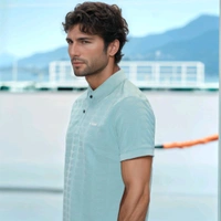 A-Team Collar T-shirt Half Sleeve Comfortable  - M