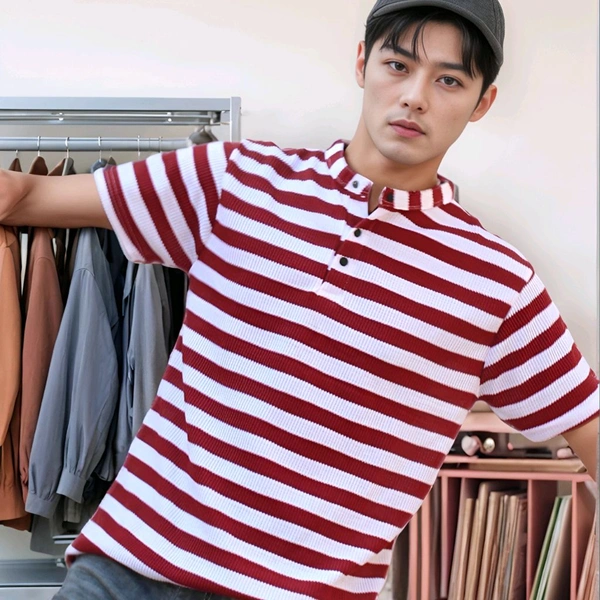 Red & White T-Shirt for men by Zoma Cart - L