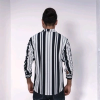 Men Spread Collar Striped Casual Shirt - XL