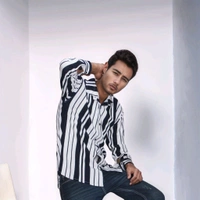 Men Spread Collar Striped Casual Shirt - XL