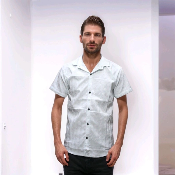ShowOff Men'S Short Sleeve Spread Collar Solid White Shirt - XXL