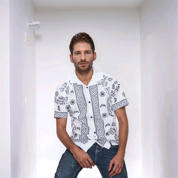 Men's Rayon Slim Fit Shirt Short Sleeve  - XXL