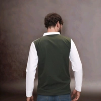 Full Sleeve Front Side Zip With Collar Men T Shirt Premium Quality  - M