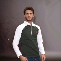 Full Sleeve Front Side Zip With Collar Men T Shirt Premium Quality  - L