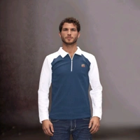 Full Sleeve Front Side Zip With Collar Men T Shirt Premium Quality  - L