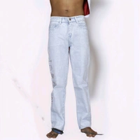 ZARA Men Baggy Jeans Loose Fit Denim Light White  - 32